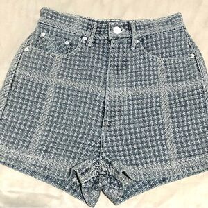 GRLFRND Blue and White High Waist Checkered Shorts